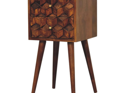 Mini Cube Carved 2 Drawer Nightstand