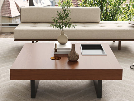 Square Floating Coffee Table For Living Room - Dark Walnut