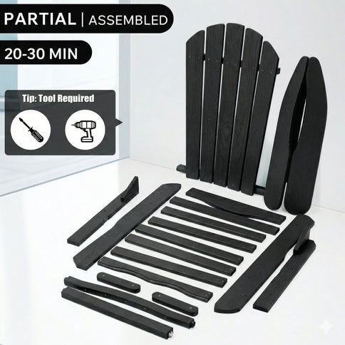 Folding Adirondack Lounge Chair With Embossed Grain Texture