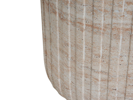 Elegant Outdoor / Indoor Lightweight Concrete Side Table With Travertine - Beige