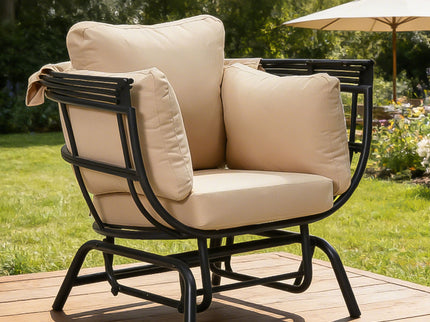 Egg Chair With Cushion And Retractable Canopy - Black / Taupe