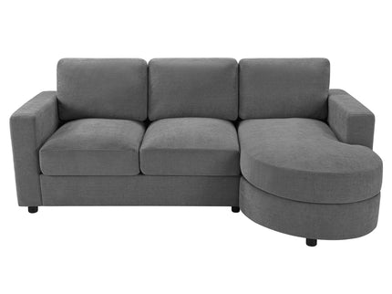 Modern L-Shaped Sectional Sofa With Curved Chaise, USB Ports, And Side Storage Pockets
