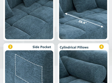 Sectional Free Combined Sofa With 2 Side Pockets