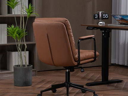 Office Chair, Mid Back Home Office Desk Task Chair With Wheels And Arms Ergonomic Computer Rolling Swivel Chair With Padded Armrest
