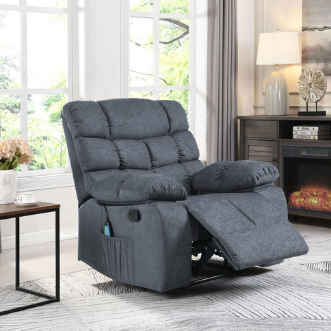 Contemporary Massage Recliner With Pillow Tufted Design - Charcoal