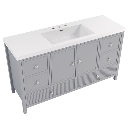 Bathroom Vanity With Separate Sink, Soft Close Doors And 4 Drawers