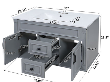 French Simple Style Wall Mounted Bathroom Cabinet With Sink