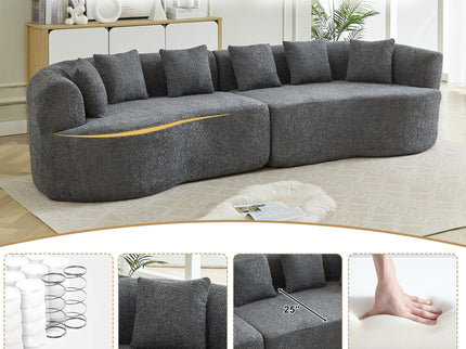 Curved Sectional Sofa With 6 Pillows