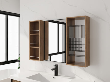 41.3" Wall Mounted Bathroom Cabinet With Storage - Imitative Oak