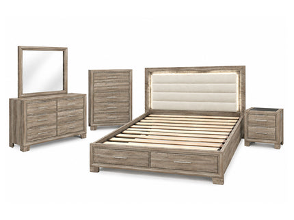 Cllisie - 5 Piece Bedroom Set With Padded Headboard
