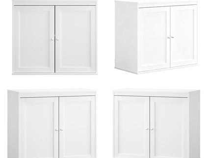 Kitchen Storage Cabinet With Double Doors, Adjustable Shelves, Sideboard Buffet For Dining Room - White