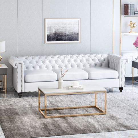 Chesterfield Style 3 Seater Sofa With Deep Button Tufting