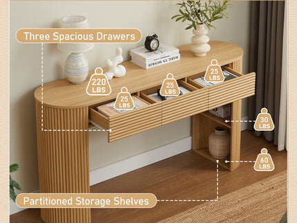 Retro Console Table With Storage, 3 Drawers