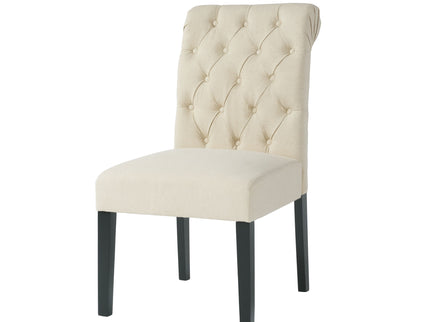 Dining Rolltop Chairs (Set of 2), Upholstered Armless Chair With Wood Leg - Ivory