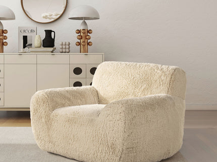 Summit - Faux Sheepskin Overstuffed Arm Chair - Cream Beige