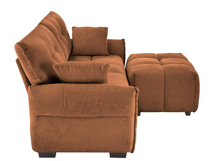 Sofa Set With Ottoman And Pillows, Textured, High Resilience Cushions
