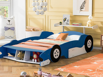 Race Car-Shaped Platform Bed With Wheels