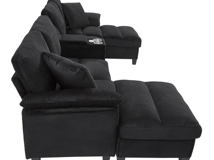 Modern U-Shaped Sectional Sofa With Storage Ottomans