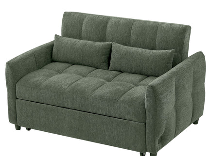 Loveseat Sofa Pull-Out Bed With Adjustable Backrest, 3 USB Ports And 2 Lumbar Pillows For Living Room