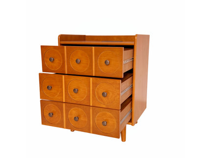 3 Drawer End Table With Charging Station For Bedroom - Natural Wood
