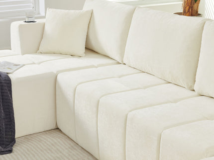 U - Shaped Sectional Sofa, Cup Holders & Side Pockets For Living Room