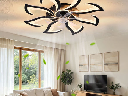 Flower Ceiling Fan With Remote Controlled LED Light, Flush Mount DC Motor Fan