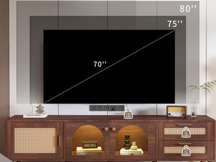 TV Stand With App-Controlled LED Lights, 2 Drawers & Door Storage