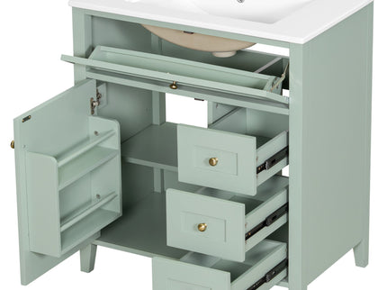 Bathroom Vanity With Sink, 3 Drawers And Adjustable Shelf