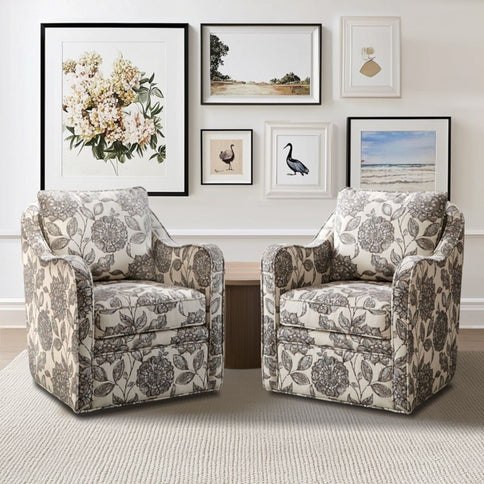 Wide Seat Arm Chair With 360 Degree Rotation