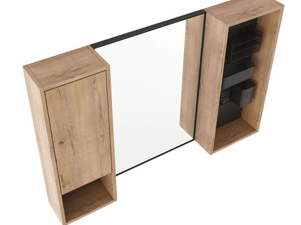 41.6" Wall Mounted Bathroom Cabinet With Soft Close Door, Storage Cabinet Featuring - Imitative Oak