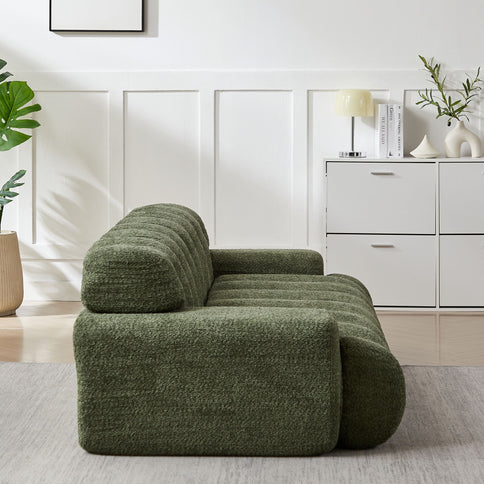 Cloud Series Minimalist Button Tufted Square Arm 3 Seater Sofa
