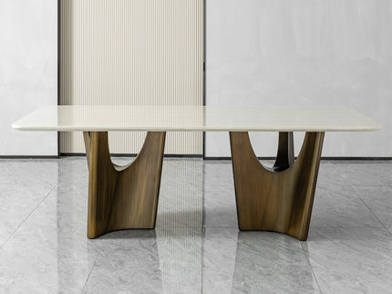 Dining Table - Beige / Bronze Golden