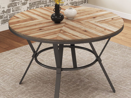 Modern Style Indoor Dining Round Table With Metal Legs - Light Birch