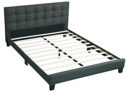 California King Size Tufted Headboard Platform Bedframe, Bedroom Furniture - Charcoal