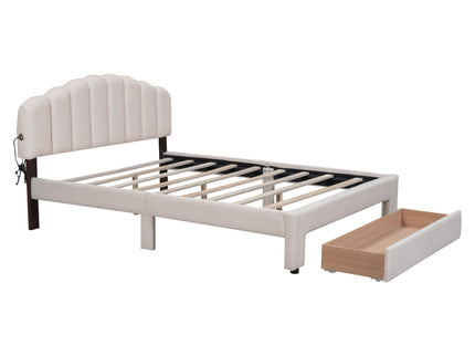 Upholstered Platform Bed With Drawer