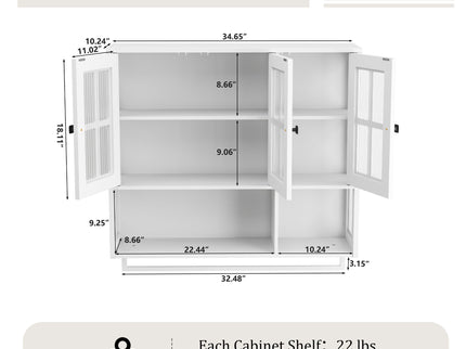 3 Door Wall Cabinet With Glass Door And Towel Bar