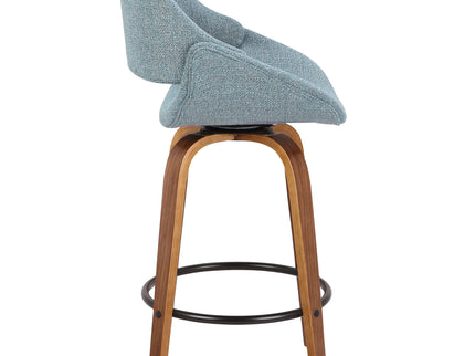 Fabrico - Mid Century Modern Fixed Height Counter Stool And Round Footrest (Set of 2)