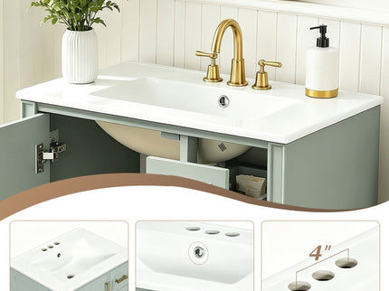 Modern Bathroom Vanity With Sink, Soft Close Doors, 3 Drawers