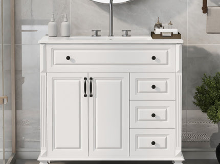 Modern Bathroom Vanity With Sink, 3 Drawers & 2 Doors