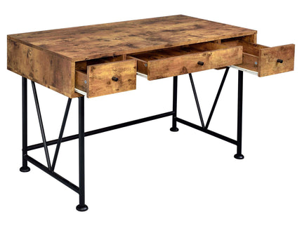 3 Drawer Writing Desk With Handles - Brown