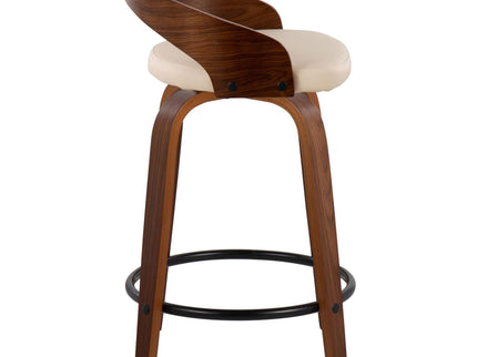 Grotto - Mid-Century Modern Fixed Height Counter Stool & Swivel With Round Footrest (Set of 2)