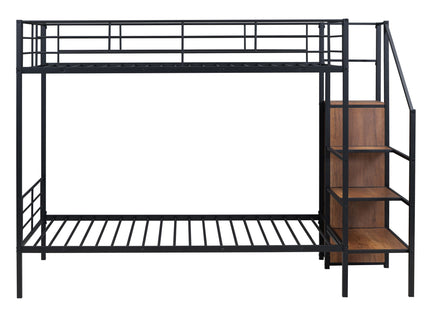 Bunk Bed With Lateral Storage Ladder And Wardrobe