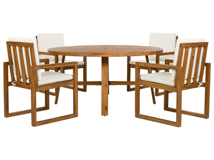 5 Piece Outdoor Patio Dining Set With 4 Armchairs And Table - Beige