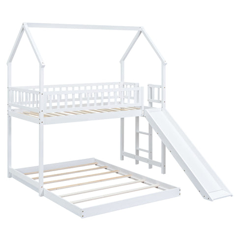 House Bunk Bed With Slide And Built In Ladder