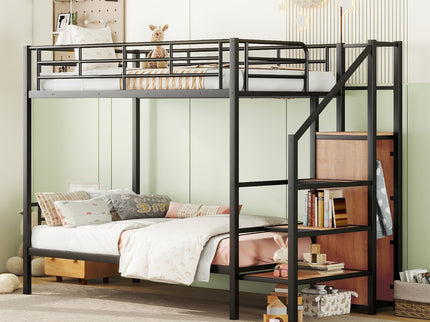 Bunk Bed With Lateral Storage Ladder And Wardrobe