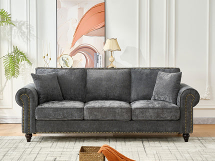 Modern 3 And 2 Seater Sofa With Rolled Arms, Tufted Upholstered Couch