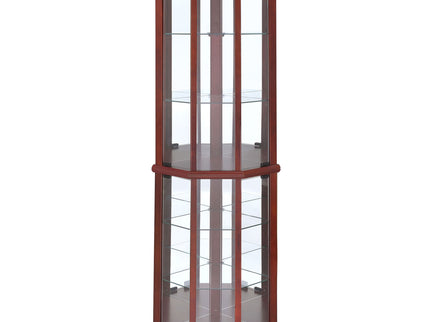 Jacob - 6 Shelf Curio Display Cabinet - Red / Brown