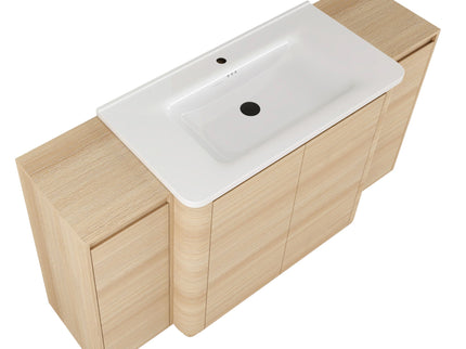Freestanding Bathroom Vanity With Sink, 2 Small Storage Cabinets, Soft Close Doors