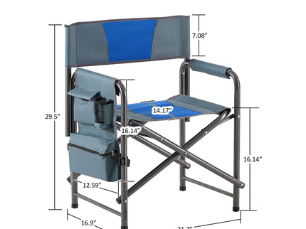 Padded Folding Outdoor Chair With Storage Pockets, Lightweight Oversized Directors Chair For Indoor, Outdoor Camping, Picnics And Fishing