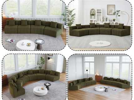 Modular Sectional Sofa With 2 Pillows, Symmetrical Design